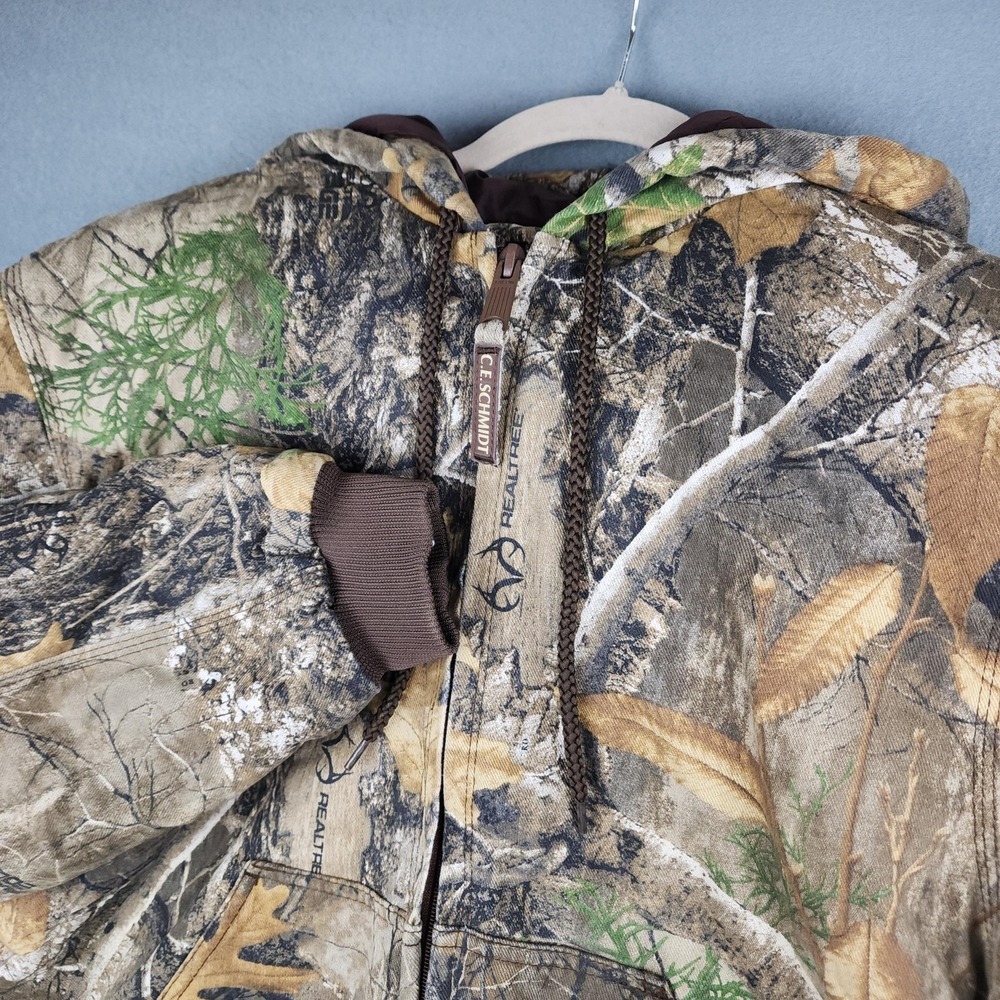 C.E. Schmidt Workwear Jacket Mens Medium Realtree Camo Hooded Insulated Bomber